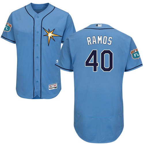 Rays #40 Wilson Ramos Light Blue Flexbase Authentic Collection Stitched MLB Jersey - Click Image to Close